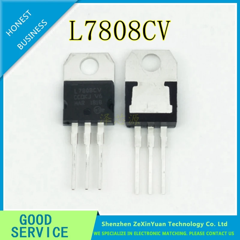 

100 шт. L7808CV L7808 TO-220 7808 LM7808 MC7808 регулятор 8,0 в 1,0 А положительная Новинка