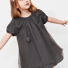 Minibalabala/детская одежда; платья; Новинка г.; Летнее Детское романтичное ТРАПЕЦИЕВИДНОЕ однотонное хлопковое платье принцессы в сеточку для девочек