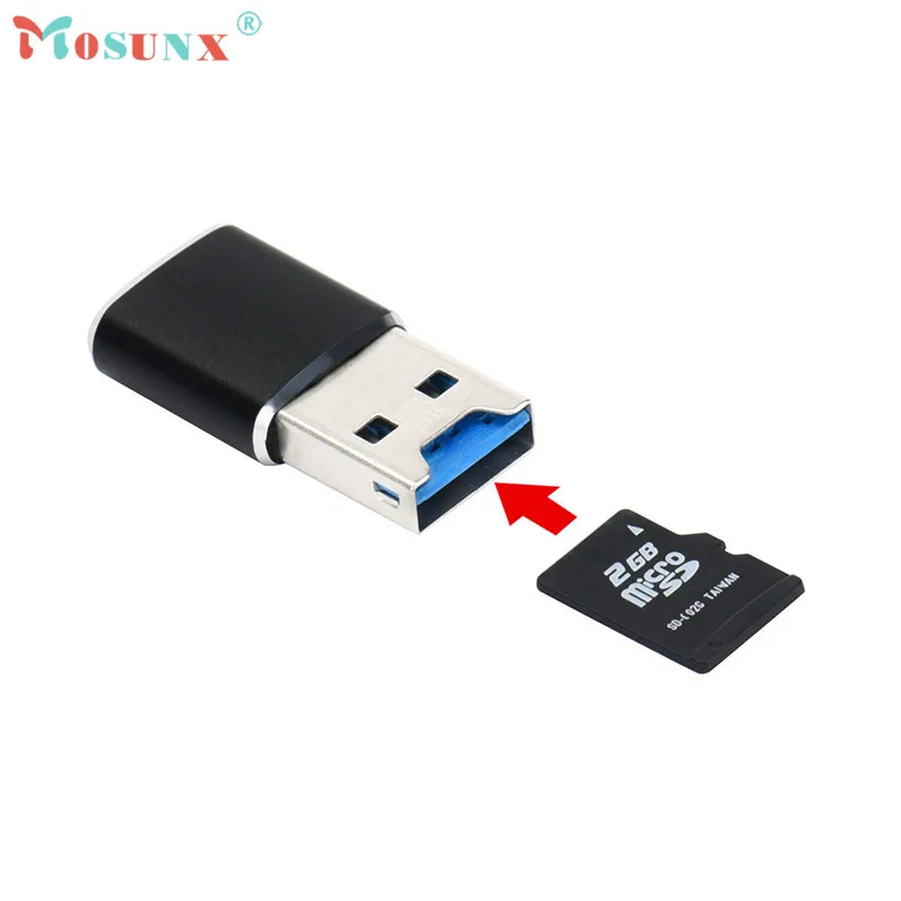 Mosunx Расширенный считыватель USB 3,0 мини-кардридер/MICRO SD/SDXC алюминиевый TF кардридер 1 шт