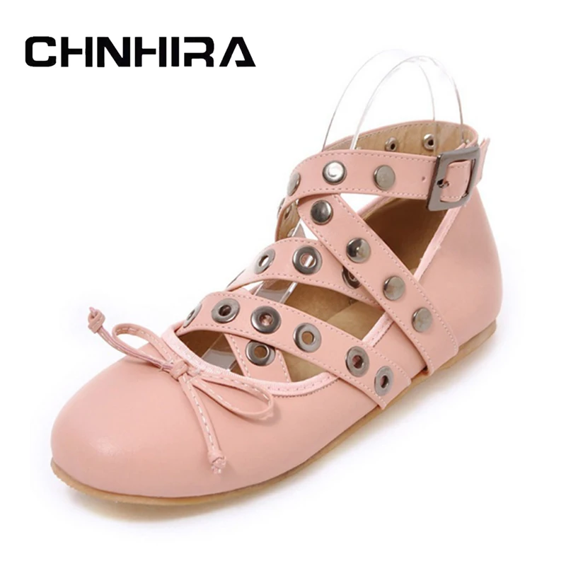 

CHNHIRA 2017 New Ballet Flats Casual Rivet Loafers Round Toe Platform Shoes Woman Comfort Women Shoes Plus Size #CH630