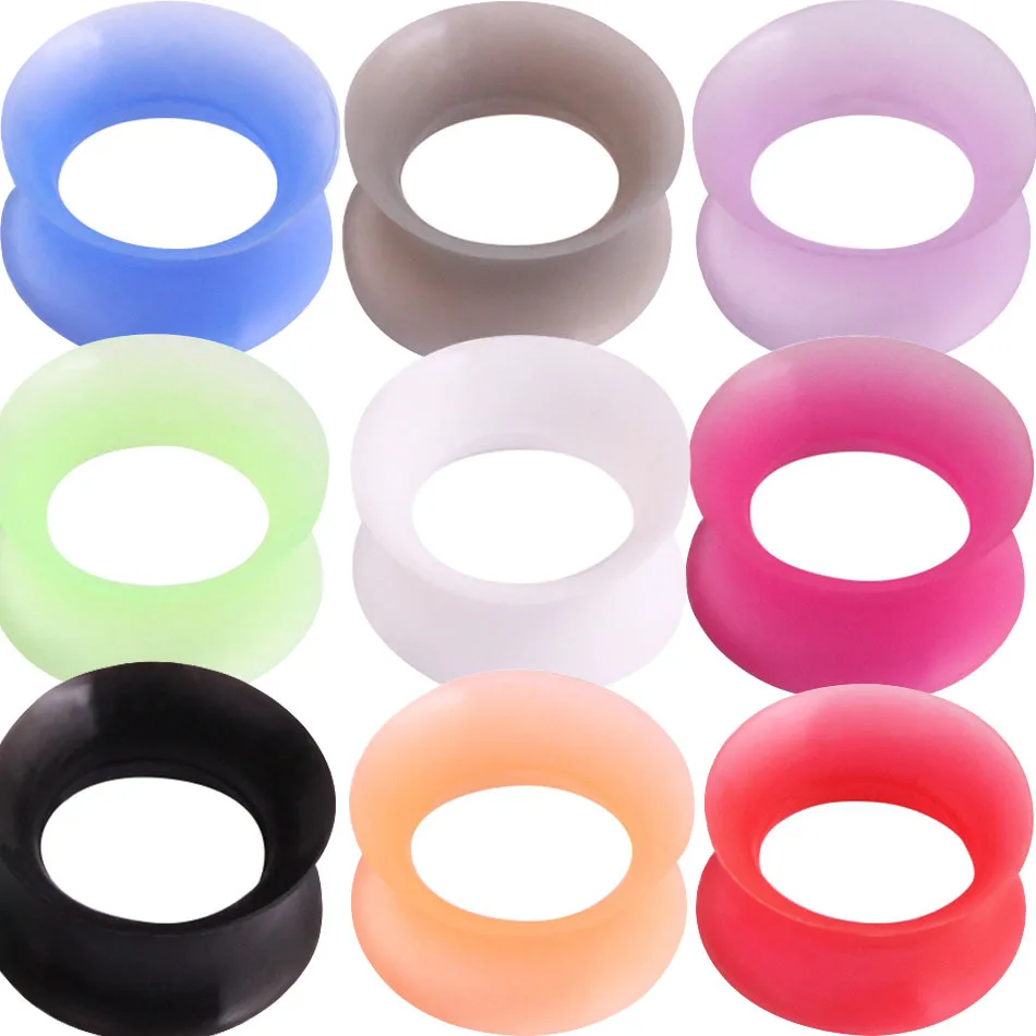 

MODRSA 10pairs/lot Assorted Color Ear Plugs and Tunnel 3-25mm Soft Silicone Hollow Ear Gauge Stretching Kit Body Jewelry