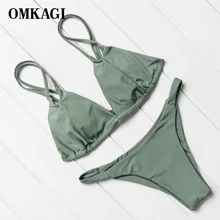 OMKAGI Новый Solid Bikinis Женщины Бикини 2017 Толчок Вверх Купальники Бразильский Женский Biquini Летом Ненавистник Пляж Купальный Костюм Плавать Одежда