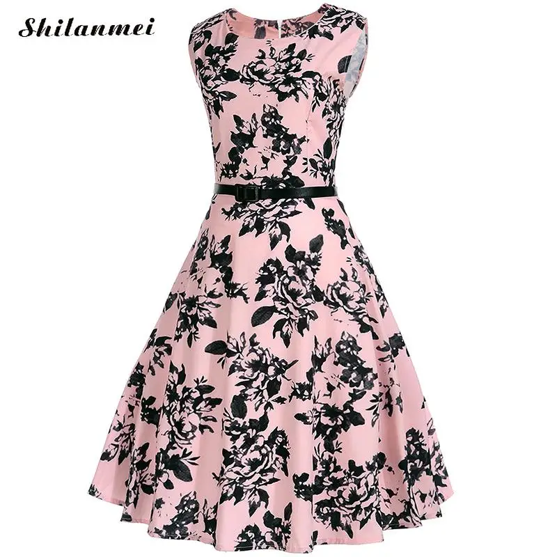Ropa de mujer más tamaño 2xl mujeres vestido Retro Vintage rockabilly swing femenino vestidos Flamingo patrón 2017 partido Vestidos Ropa de mujer más tamaño 2xl mujeres vestido Retro Vintage rockabilly swing femenino vestidos Flamingo patrón 2017 partido Vestidos