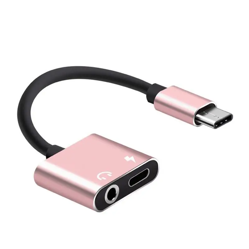 Usb type-C аудио кабель-адаптер для зарядки 2 в 1 type C папа-мама 3,5 мм разъем для наушников зарядный конвертер для huawei mate 10 - Цвет: Pink