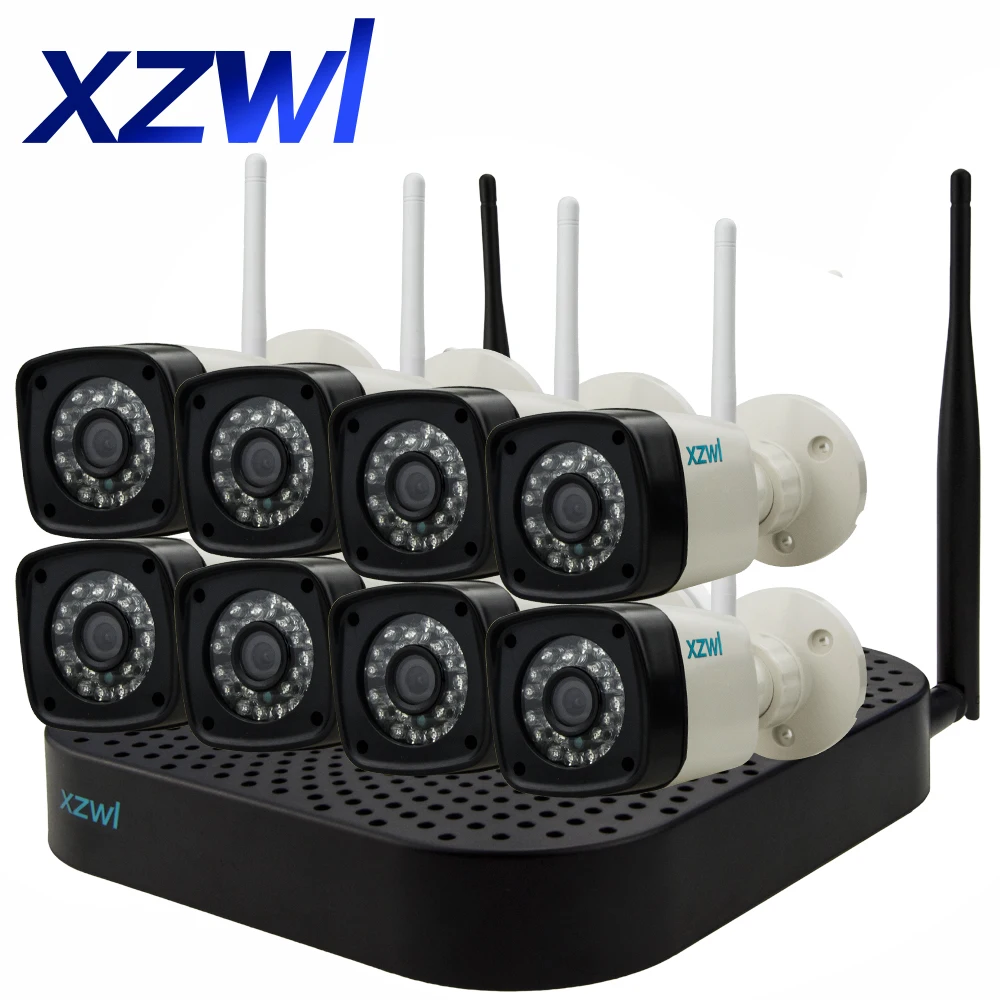 8CH CCTV Системы Беспроводной 960 P NVR 8 шт. 1.3MP ИК Открытый P2P Wi-Fi ip-cctv безопасности