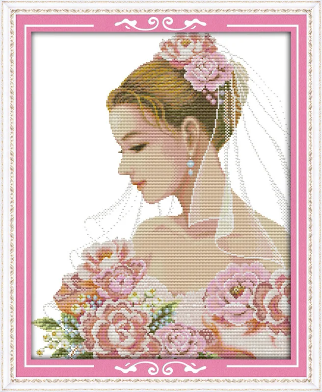 

A Beautiful bride Printed Canvas DMC Counted Chinese Cross Stitch Kits printed Cross-stitch set Embroidery Needlework