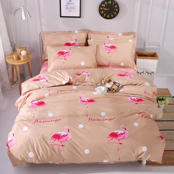 

INS Pink Flamingo Print Girls Duvet Cover Sets 4pc Queen Twin Size pink Flamingo Bedding Set queen size girls gift Flamingo