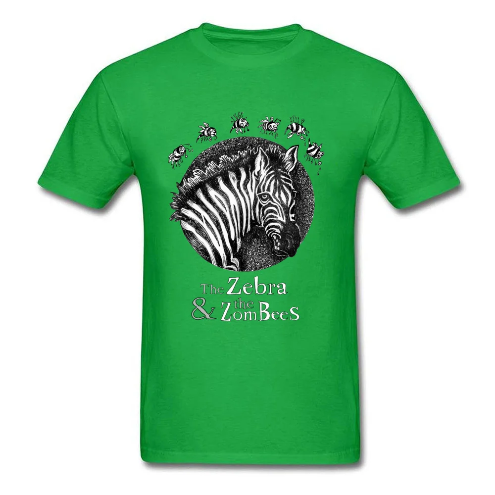 Summer Prevalent Man T-Shirt O Neck Short Sleeve 100% Cotton Fabric T Shirt Casual Tops T Shirt Top Quality Zombie Zebra and the ZomBeeS by dotsofpaint green