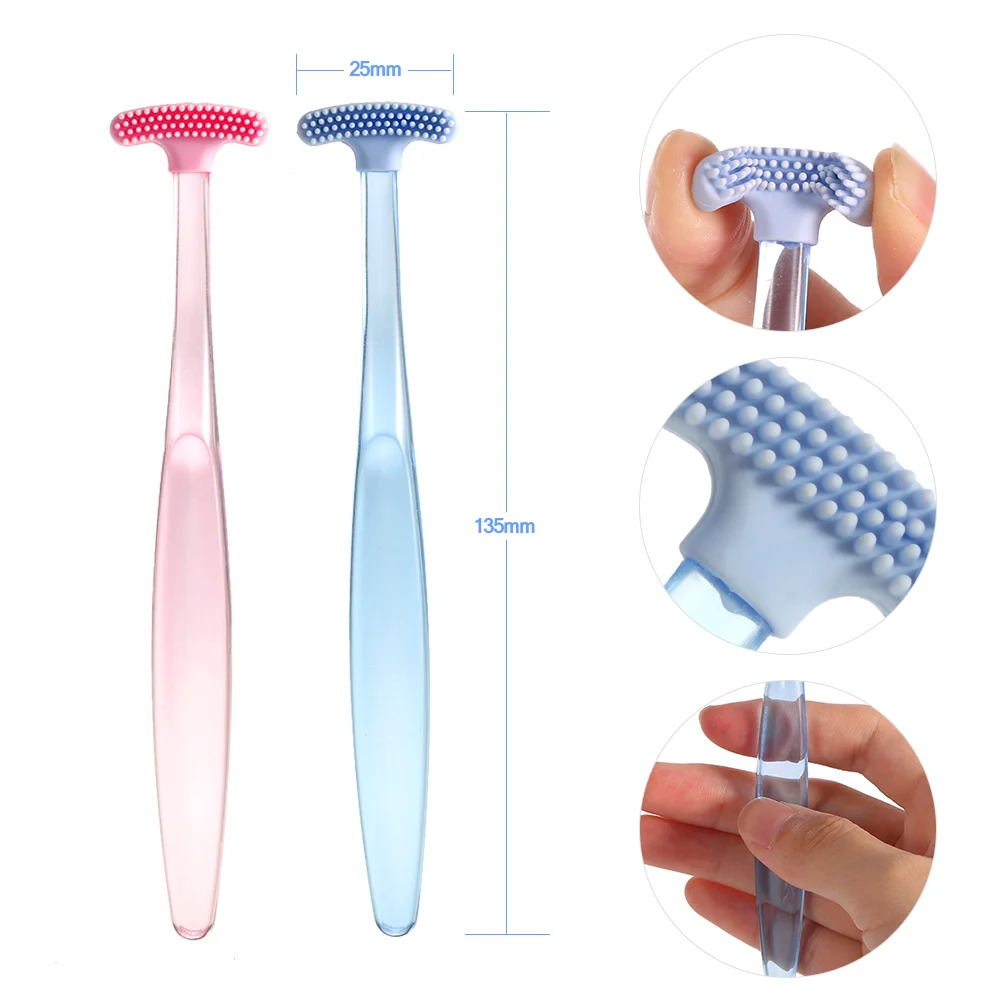 Oral Care Tongue Scraper Brush Cleaner Soft Silicone Head Oral Hygiene