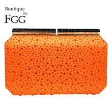 Бутик De FGG Оранжевый Кристалл женская вечерняя сумочка клатч металлическая рамка акриловая застежка Свадебная вечеринка Банкетная Сумочка через плечо на цепочке