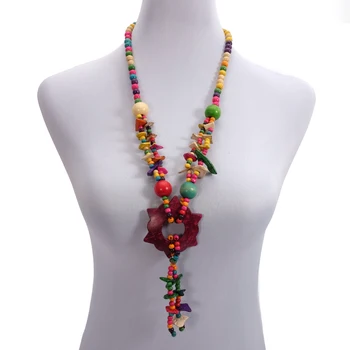 

Wholesale Ethnic Geometric Necklace Coconut Shell Multicolor Tassel Wooden Bead Strand Handmade Knitted Women Bohemian Jewelry