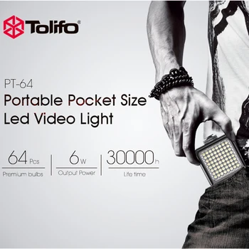

Tolifo PT-64 Portable Pocket Mini LED Video Studio Light Lamp Dimmable 5600K for Canon Nikon Sony DSLR Camera DV Camcorder