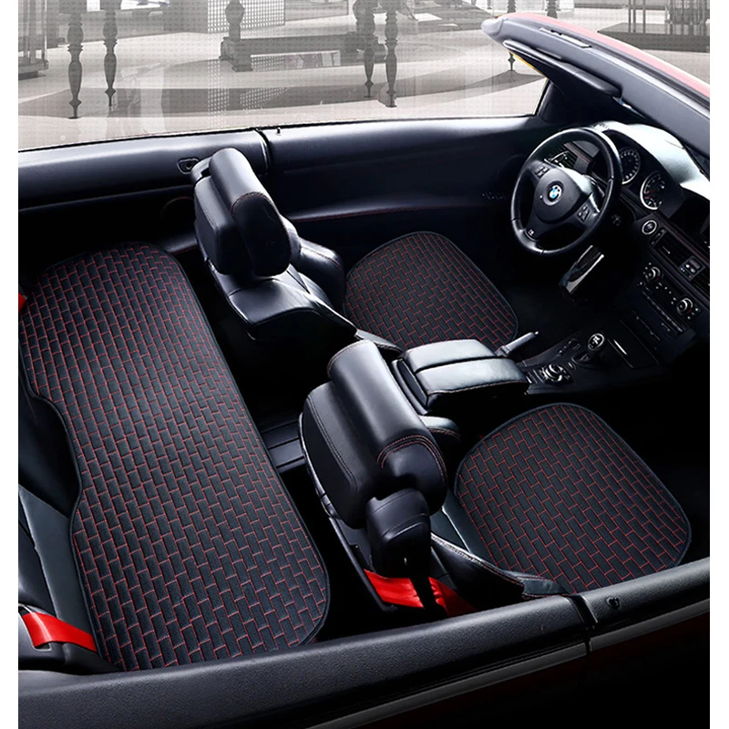 

Linen Fabric Car Seat Cover Four Seasons Front Rear Flax Cushion Breathable Protector Mat Pad Auto accessories Universal Size