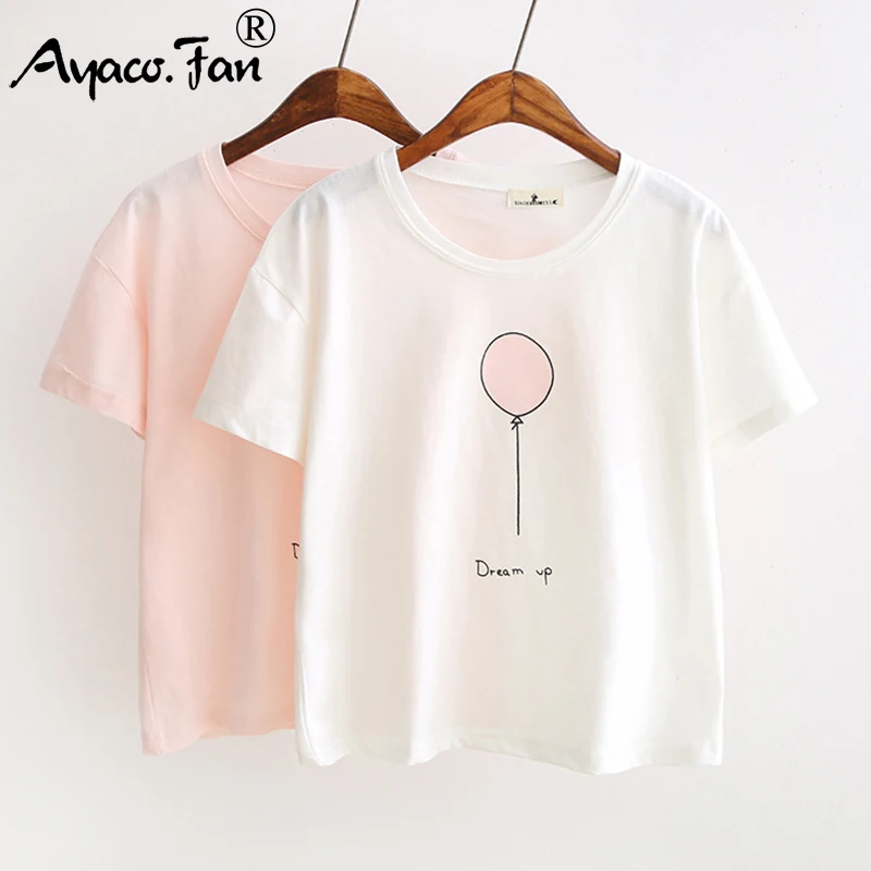 لطيف بالون طباعة تي شيرت للفتيات طالب الإناث النساء الصيف 2019 جديد بسيط س الرقبة ضئيلة قمم المحملات عارضة سيدة تي شيرت لطيف بالون طباعة تي شيرت للفتيات طالب الإناث النساء الصيف 2019 جديد بسيط س الرقبة ضئيلة قمم المحملات عارضة سيدة تي شيرت