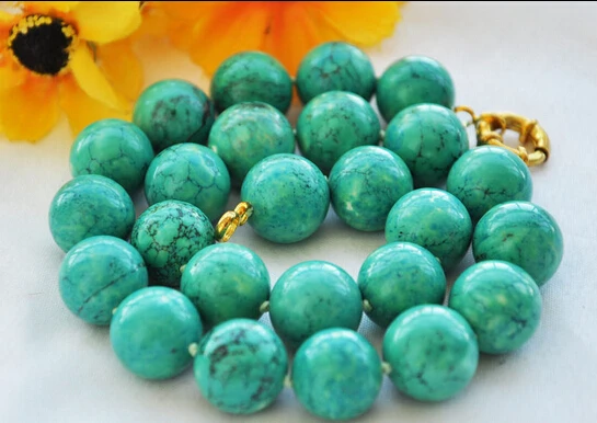 

ddh001862 17" 16mm round green turquoise bead NECKLACE