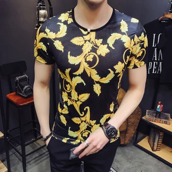 

men t shirt printed 2018 summer wear short-sleeved cultivate morality web celebrity ice silk male short male B333 t805 P35