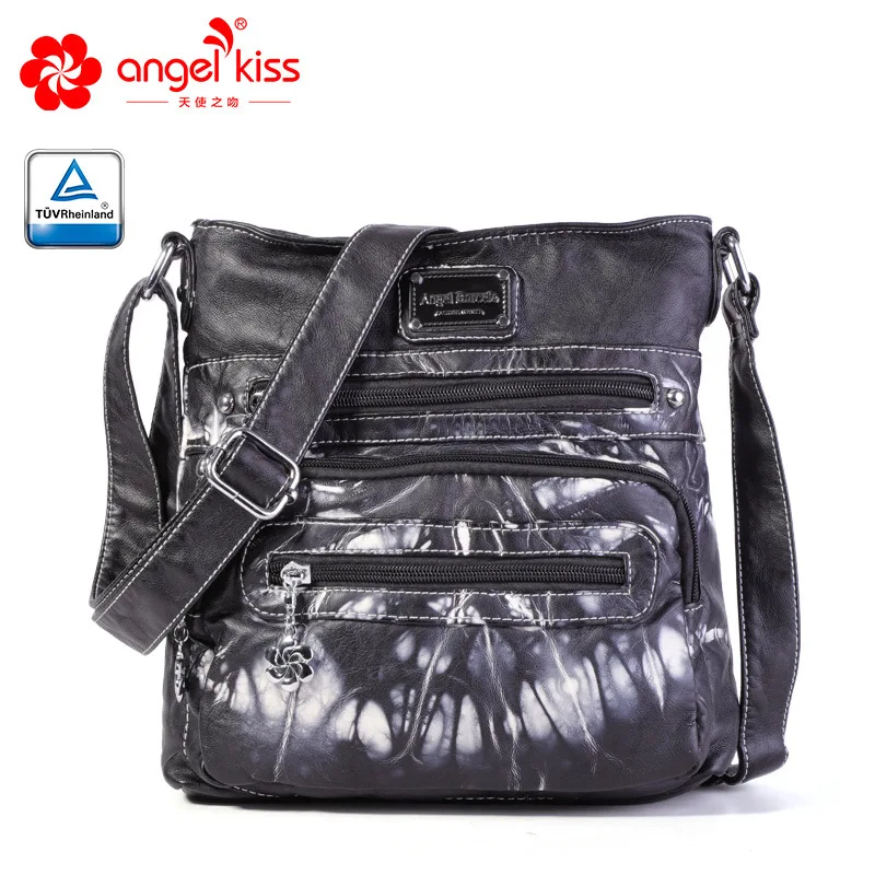 

Angel Kiss Fashion Spring and Summer Style Designer Washed PU Leather Shoulder Bag Batik Process Sling Handbag for Women