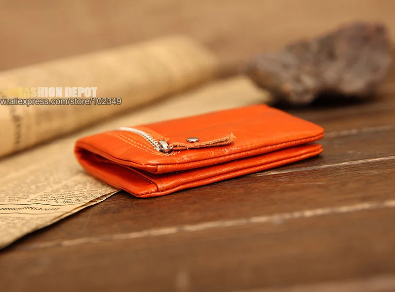Fashion Oil waxed Genuine Leather Wallet for Women Simple Stye Women's Luxury Real Leather Wallet with Zipper  (9)