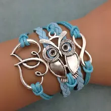 1 шт. бесконечность, ладони и anghor браслет. металл очарование, воск шнур, кожаный браслет 3447