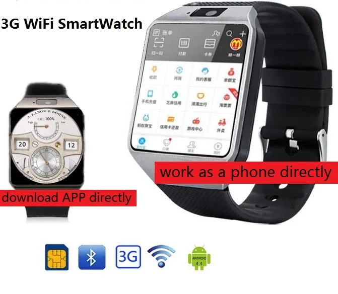 3G WIFI Smart Watch 512MB 4GB w Facebook Twitter WhatsApp Bluetooth 4 0 Smartwatch w Camera