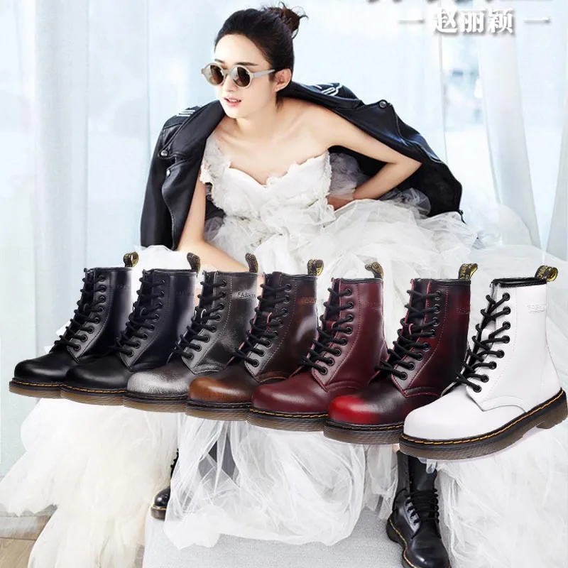 Careaymade/Новинка года; зимняя женская обувь; ботинки из натуральной кожи в британском стиле; модные ботинки; 7 цветов на толстой подошве