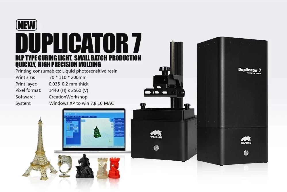 Wanhao завод D7V1.5 3d принтер DLP/SLA 3D машина с 250 мл смолы в подарок с бесплатной доставкой стоимость с 1 год гарантии