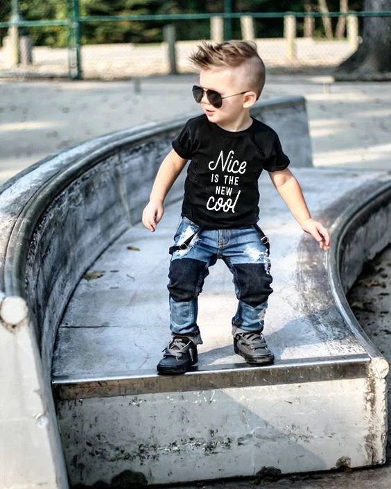 

Nice Is The Cool Summer Kids Letter Print Short Sleeve Baby Boys Girls T-shirts T Shirt New Fashion Style Causal Baby Wear