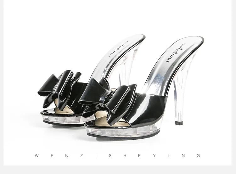 Обувь; женские шлепанцы; коллекция года; босоножки на высоком каблуке 13 см; женские прозрачные шлепанцы с кристаллами; пикантные шлепанцы с открытым носком; обувь для отдыха; туфли-лодочки