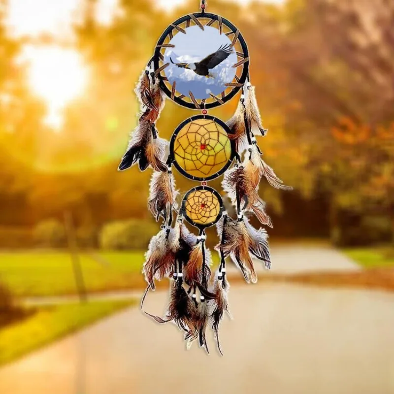 

Ornament-Wolf Dream catcher Dream Catcher with Feathers Wall Hanging Decoration Y6