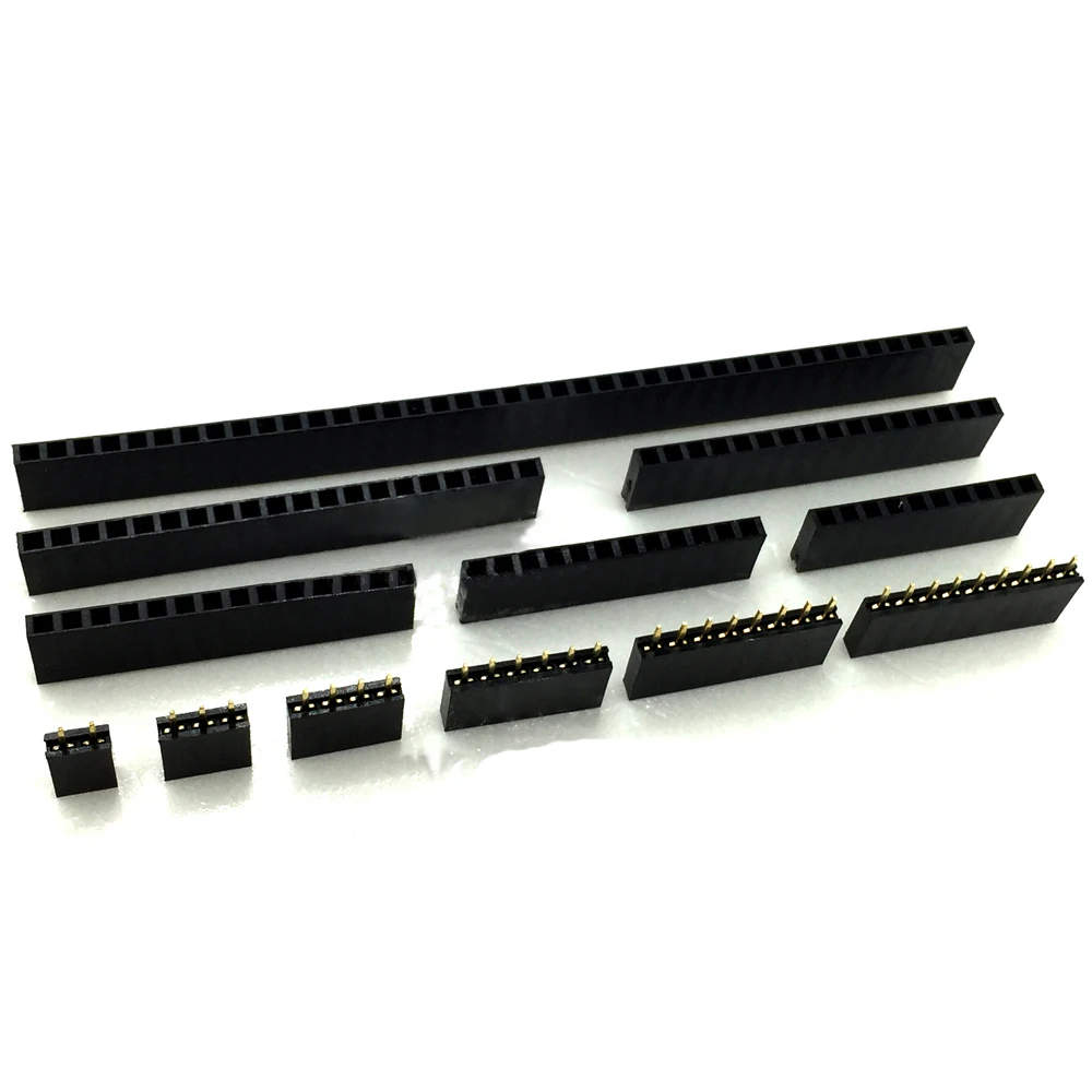 

10pcs 2.54mm Female Header 1X2/3/4/5/6/7/8/9/10/12/13/14/15/16/18/20/24/30/40P Straight single row PH8.5mm 0.1"pitch Gold-plated