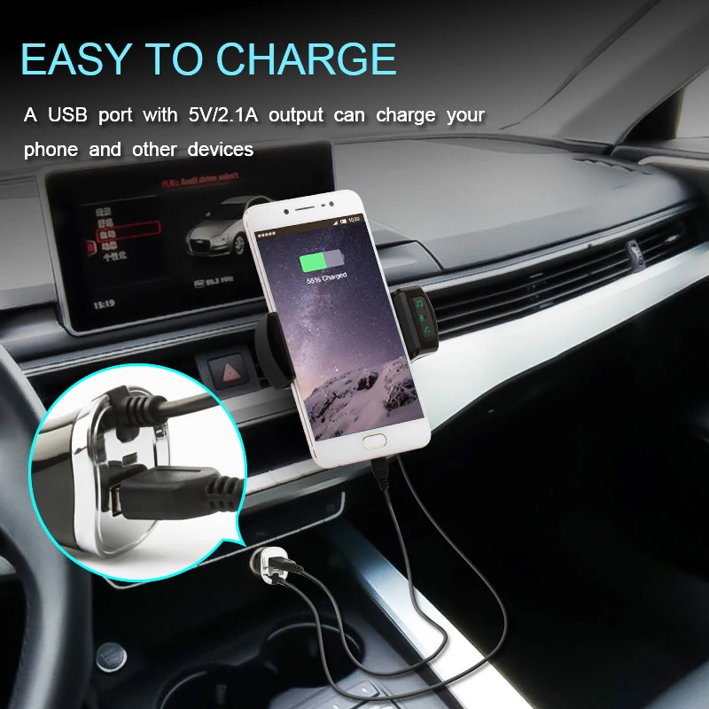 ANLUD Multi Functions Bluetooth 4.1 FM Transmitter and Car Charger Handsfree MP3 Music Audio Player with Car Mobilephone Holder