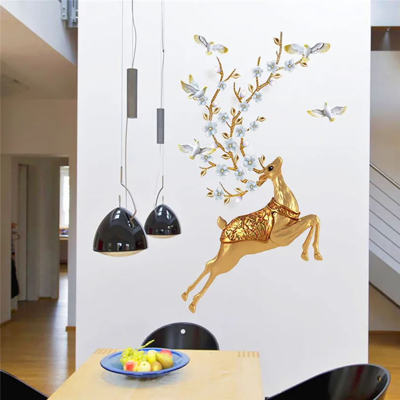 Wall Sticker Long Deer Home Decoration New DIY Family Home Wall Sticker Removable Mural Decals Vinyl Art Room Decor  (9)