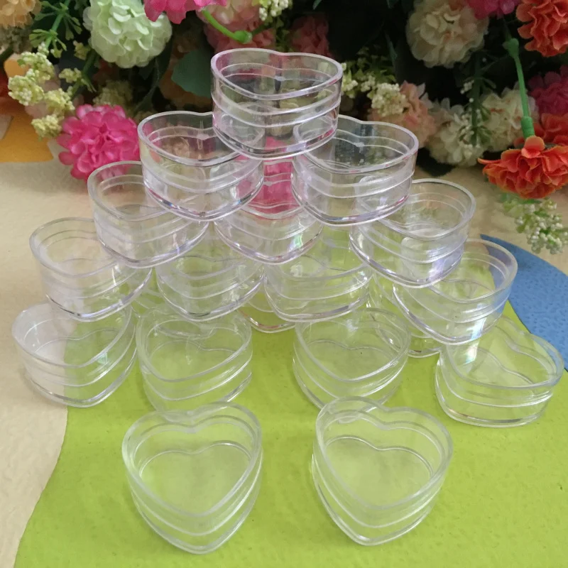 

5pcs 4g/4ml Empty Plastic Clear Heart-shaped Cosmetic Jars Face Soft Cream Travel Containers Lotion Bottle Sample Pots Gel Boxes