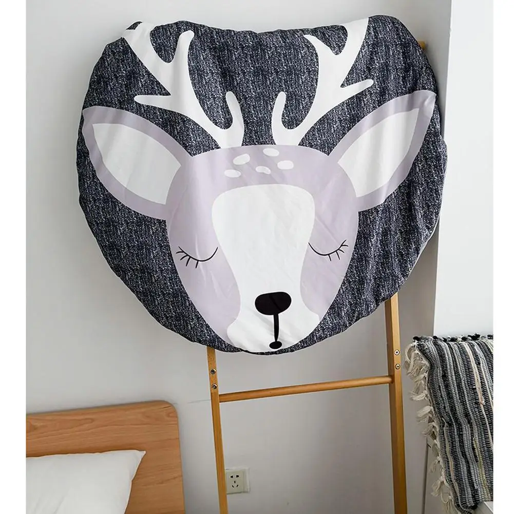 Baby Play Mat Kids Elk Pattern Cotton Round Mat for Play Crawl Baby Room Ornament