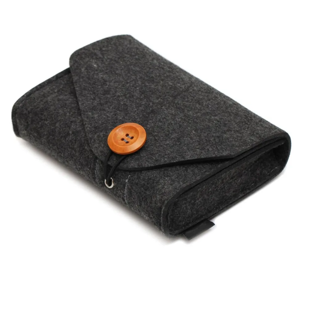 

Fashionable Design Solid Color Power Bank Storage Bag Portable Travel Felt USB Data Cable Earphone Organizer Bag