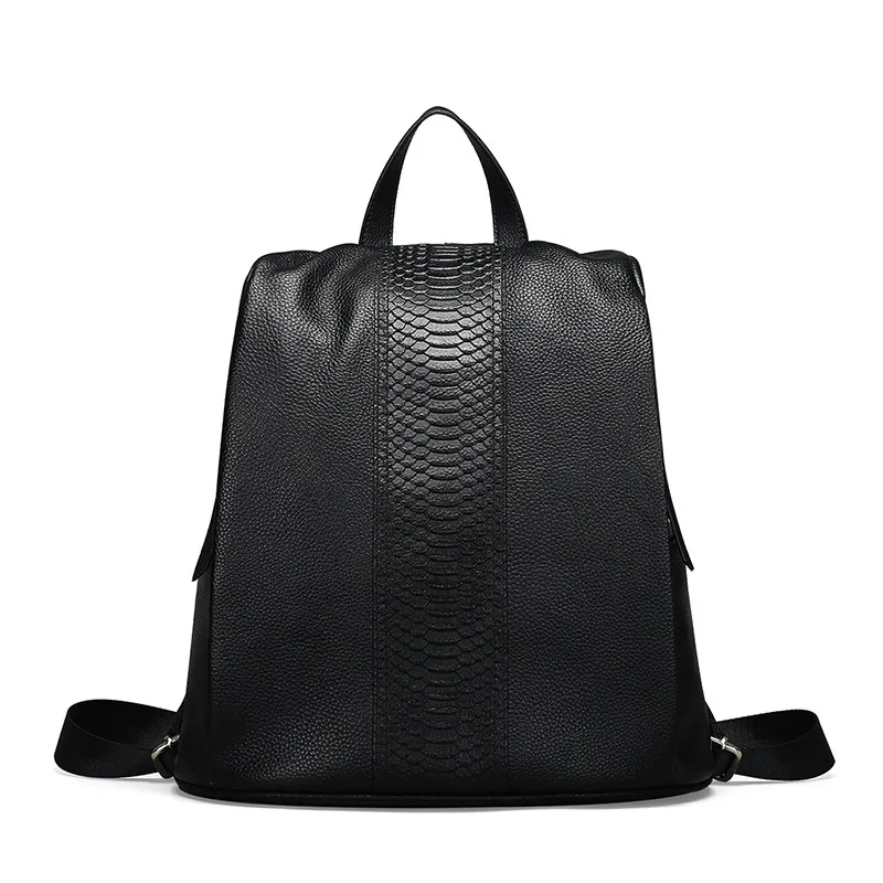

Women's Korean version of the vertical leather large-capacity backpack Leather multi-function crocodile pattern shoulder-slung c