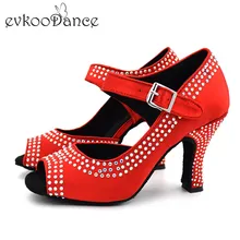 Стиль, атлас, стразы, американские размеры 4-12, обувь для латиноамериканских танцев, высота каблука 8 см, женская обувь для латинских танцев NL117