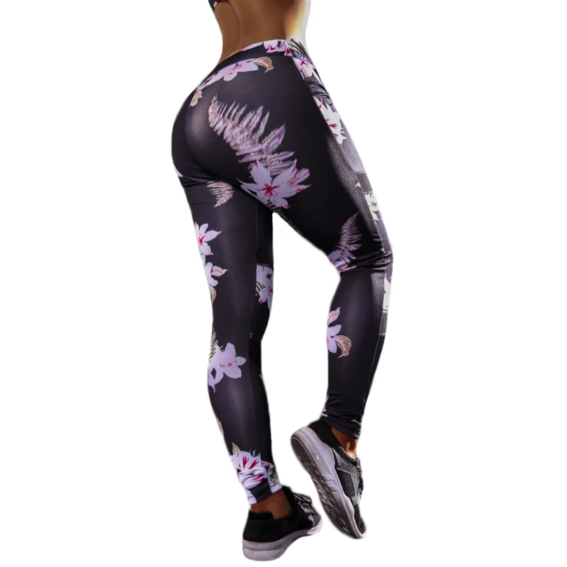 

Women Yoga Pants Prints Flora Fitness 2019 High Waist Push Up Hip Sport Leggings Athletic Workout Leggins Slim Pencil Pants