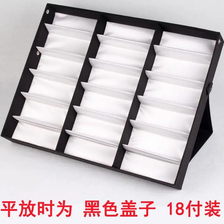 WIKILEAK Sunglasses Box Black Wood 18 Grids Eyeglass Box Eyewear Organizer Display Case Box Collector Sunglasses Storage pack