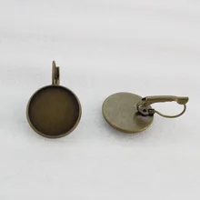 24 шт. старину Бронзовый 16 мм Кабошон Установка французский Серьги#23157