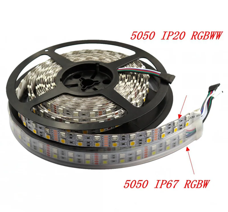 5 м RGBW RGBWW светодиодные полосы света 5050SMD Двухрядные 120 светодиодов/M RGB+ белый/теплый белый гибкие свет ленты DC12V Водонепроницаемый в полоску