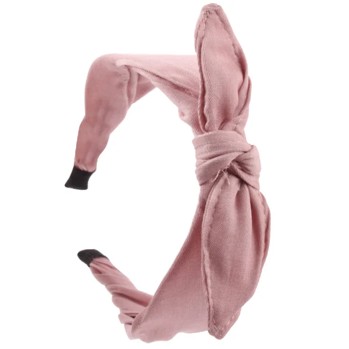 Хлопковая повязка на голову для детей, ободок, аксессуары для волос, накидка для девочек, повязка на голову в Корейском стиле, модный головной убор с бантиками, VERVAE - Цвет: Розовый