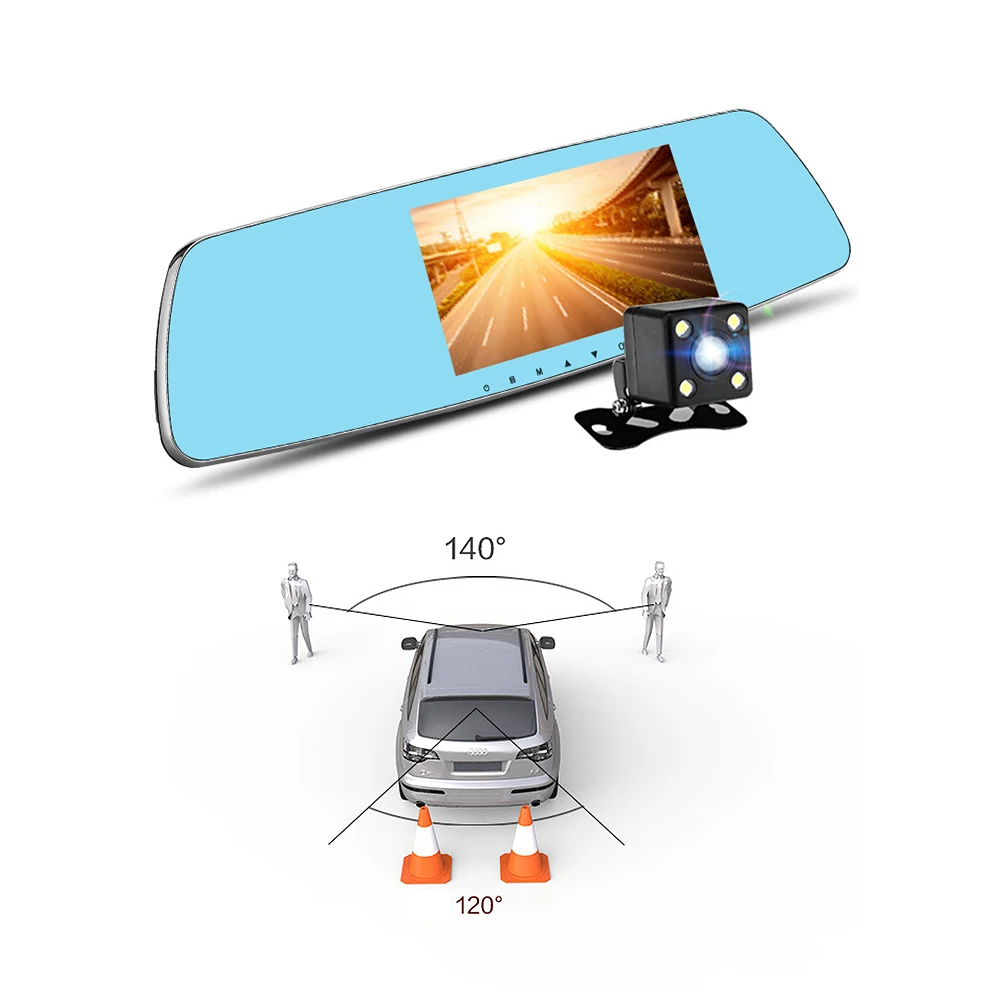 

Mirror Dash Cam Dual Dashboard 5" Touch Screen Camera Recorder Front Rear View HD Camera G Sensor Night Vision Parking Monitor