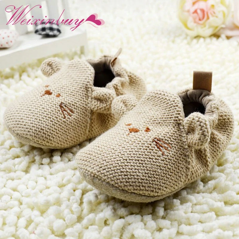  Cute First Walker Cartoon Mouse Crib Shoes Baby Kid Elastic Mice Soft Sole Slip-on Shoes 0-18 Months