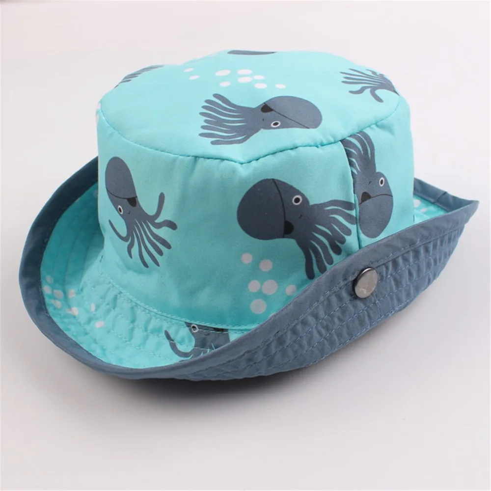 Octopus Baby Bucket Hat Infant Toddler Kids Boys Girls Summer Sun Protection Caps High Quality Cotton Bonnet with Chinstrap Stay On (4)