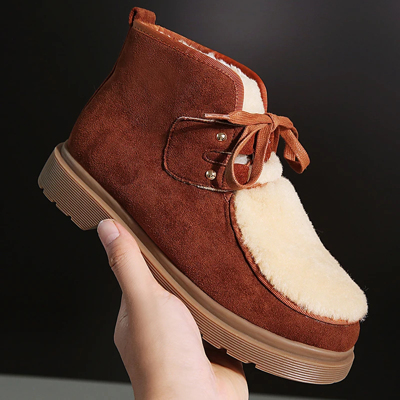 En Designer Chaussures Bottes brown up De Loisirs Neige Appartements Marque Daim Véritable Cuir Femmes Court Chaussons Confortable Cheville Black Dentelle 1PtqwwS