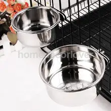 Нержавеющая сталь клетка курятник зажим Болт чашка птица кошка собака еда миска для воды