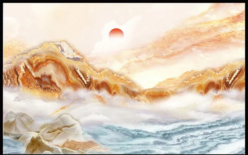 Custom 3D Fabric Textile Wallcoverings For Walls Matt Silk For Living Bedroom Mountain Waves Marble Pattern TV Backdrop Washable Custom 3D Fabric Textile Wallcoverings For Walls Matt Silk For Living Bedroom Mountain Waves Marble Pattern TV Backdrop Washable