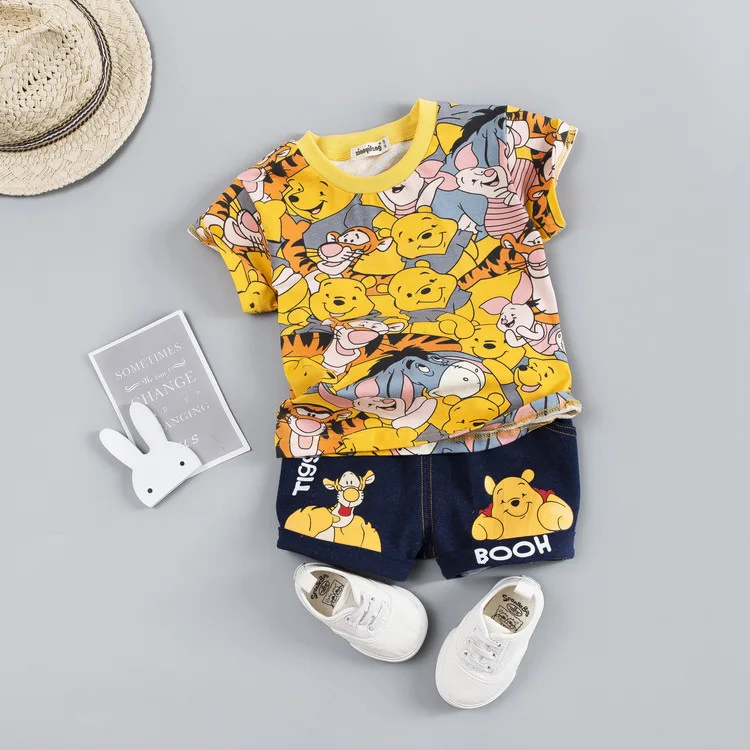 

Baby Boys Clothing Sets Brand Cartoon Bear Children Summer Boys Girl Clothes Kids Set Cotton T-shit + Short Denim Pants