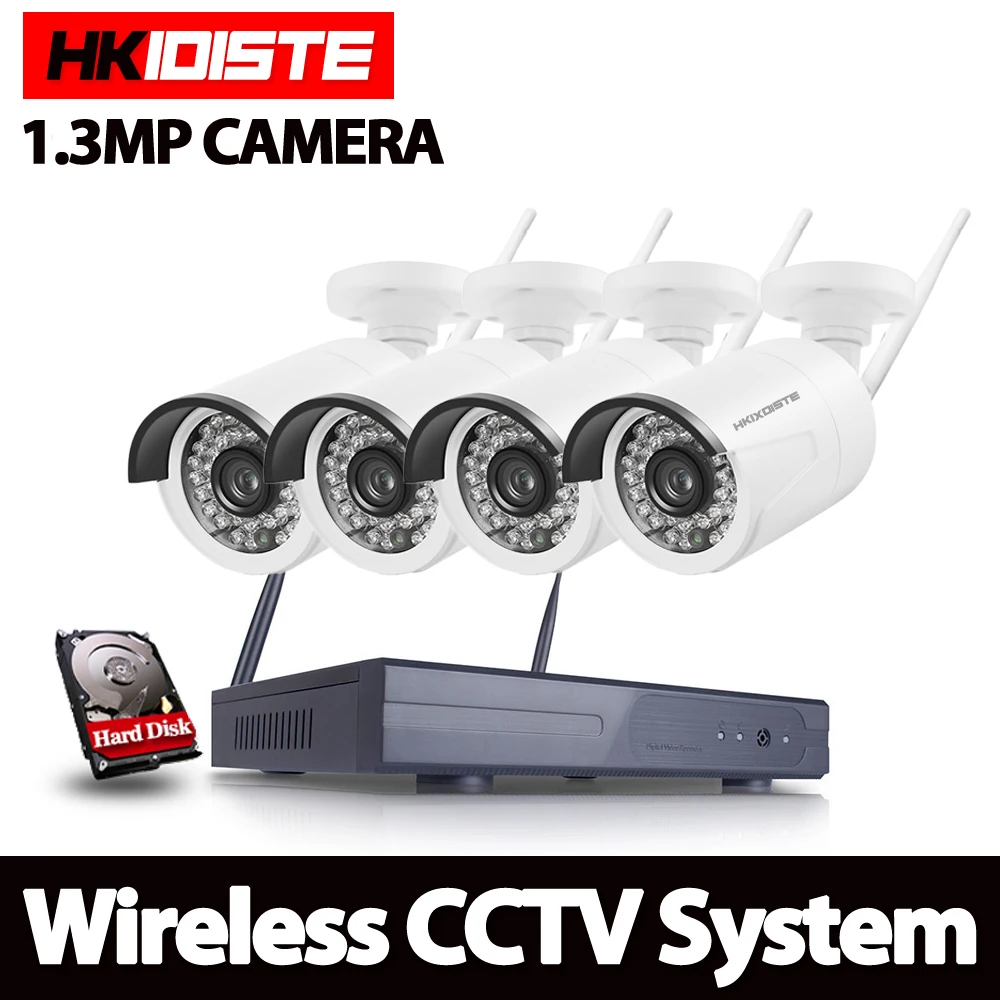 

HKIXDISTE 1TB HDD 4CH CCTV System Wireless 960P Powerful Wireless NVR WIFI IP Camera CCTV Home Security System Surveillance Kit